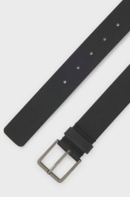 Italian-leather belt with perforated pattern, Black
