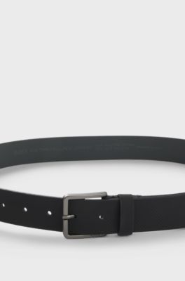 Italian-leather belt with perforated pattern, Black