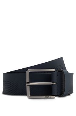 Italian-leather belt with perforated pattern