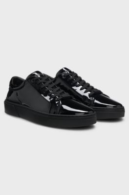 Gary trainers with patent effect, Black