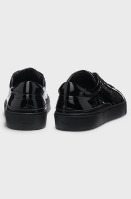 Gary trainers with patent effect, Black