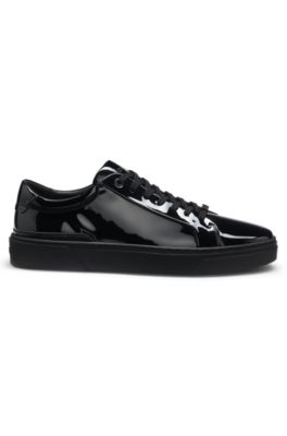 Gary trainers with patent effect, Black