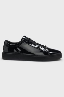 Gary trainers with patent effect, Black
