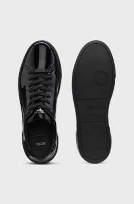 Gary trainers with patent effect, Black