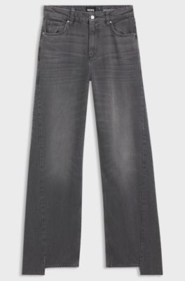 Graue Boyfriend-Fit Jeans aus festem Denim, Grau