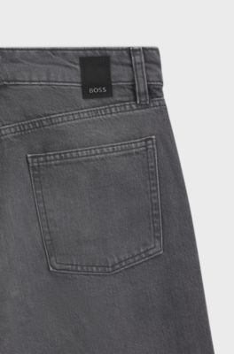 Boyfriend-fit jeans in grey rigid denim, Grey