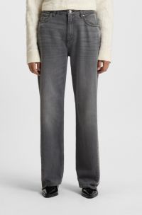 Boyfriend-fit jeans in grey rigid denim, Grey
