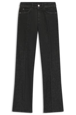 Slim-fit jeans in marble-structured black stretch denim, Dark Grey