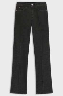 Slim-fit jeans in marble-structured black stretch denim, Dark Grey
