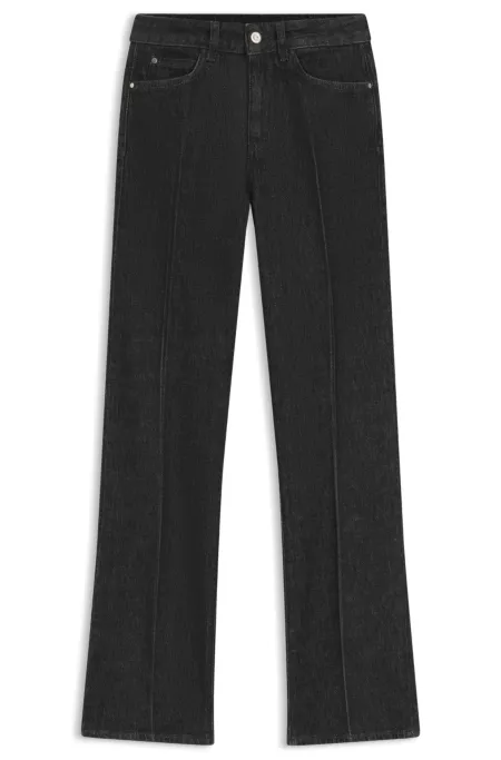 Slim-fit jeans in marble-structured black stretch denim