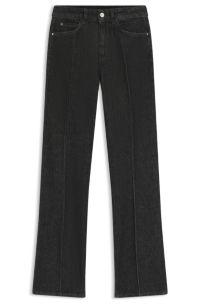 Slim-fit jeans in marble-structured black stretch denim, Dark Grey