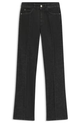 Slim-fit jeans in marble-structured black stretch denim 1