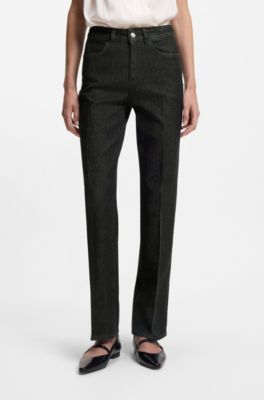 Slim-fit jeans in marble-structured black stretch denim, Dark Grey