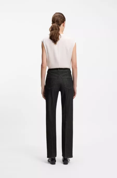 Slim-fit jeans in marble-structured black stretch denim
