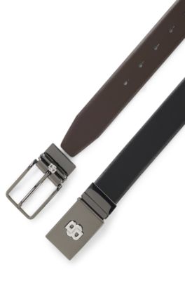 Reversible belt in Italian leather, Black