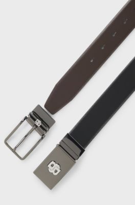 Reversible belt in Italian leather, Black