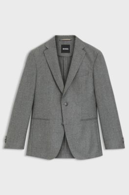 Blazer slim fit en lana virgen con microestampado, Plata