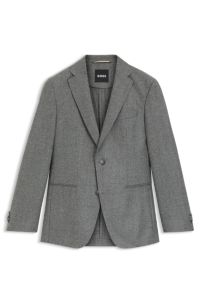 Slim-fit blazer in micro-patterned virgin wool, Silver