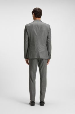 Slim-fit blazer in micro-patterned virgin wool, Silver