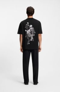 Oversized T-Shirt aus Baumwoll-Jersey mit grafischem Artwork, Schwarz