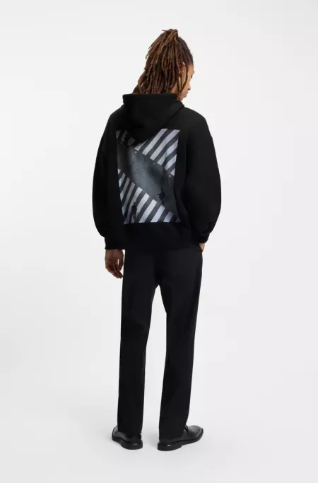 Sweat à capuche oversize en molleton de coton à imprimé graphique