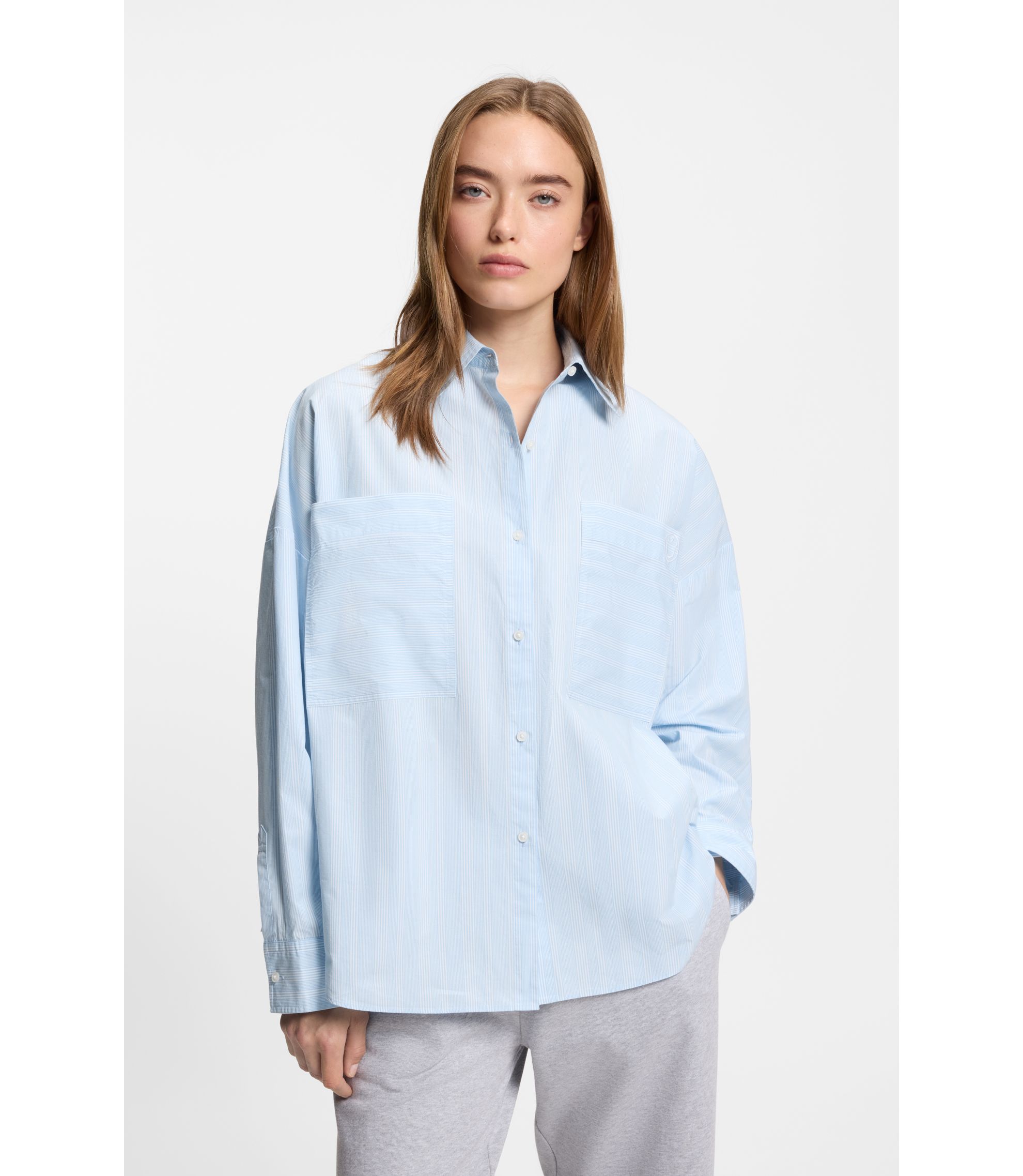 Relaxed-Fit Bluse aus gestreifter Baumwoll-Popeline