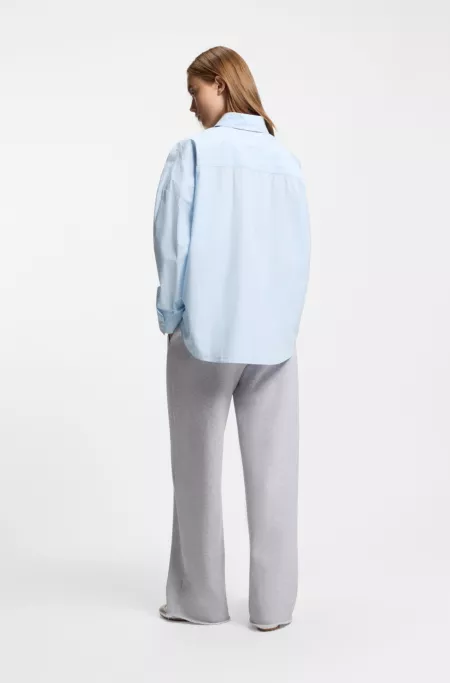 Relaxed-fit blouse in striped cotton poplin