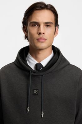 Relaxed-Fit Hoodie mit Stack-Logo, Dunkelgrau
