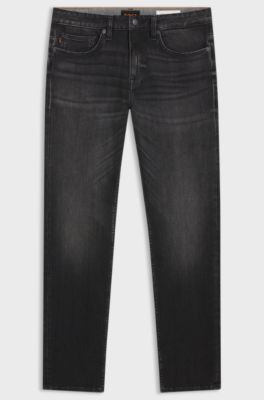 Delaware slim-fit jeans in black stretch denim, Black