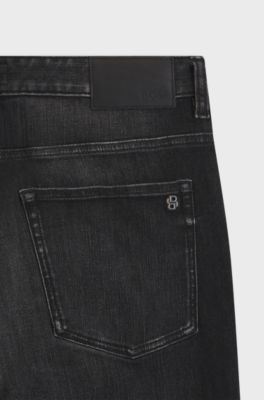 Jeans Delaware slim fit in denim elasticizzato nero, Nero