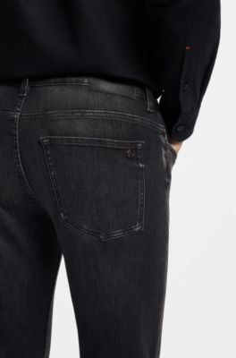 Delaware slim-fit jeans in black stretch denim, Black