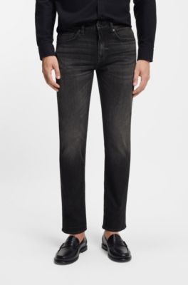 Delaware slim-fit jeans in black stretch denim, Black
