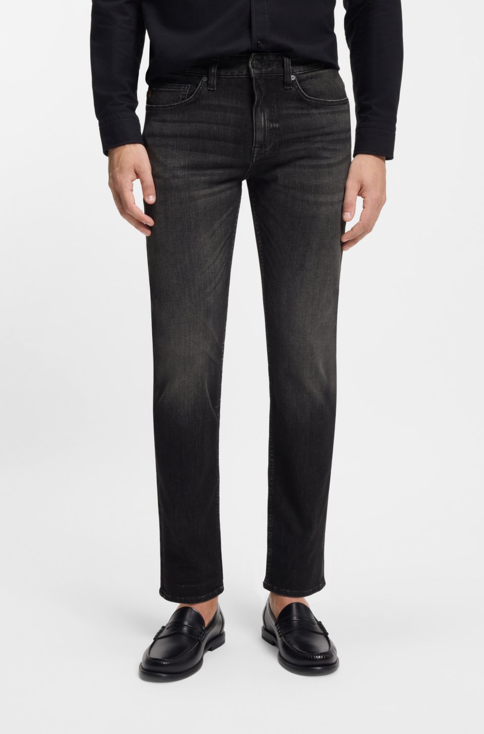 Delaware slim-fit jeans in black stretch denim
