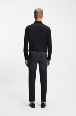 Delaware slim-fit jeans in black stretch denim, Black