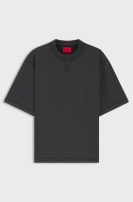 Relaxed-fit T-shirt with overlock stitching, Grey