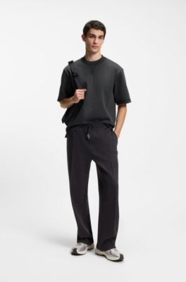 Relaxed-fit T-shirt with overlock stitching, Grey