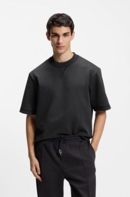 Relaxed-fit T-shirt with overlock stitching, Grey