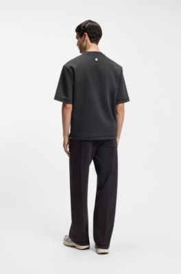 Relaxed-fit T-shirt with overlock stitching, Grey