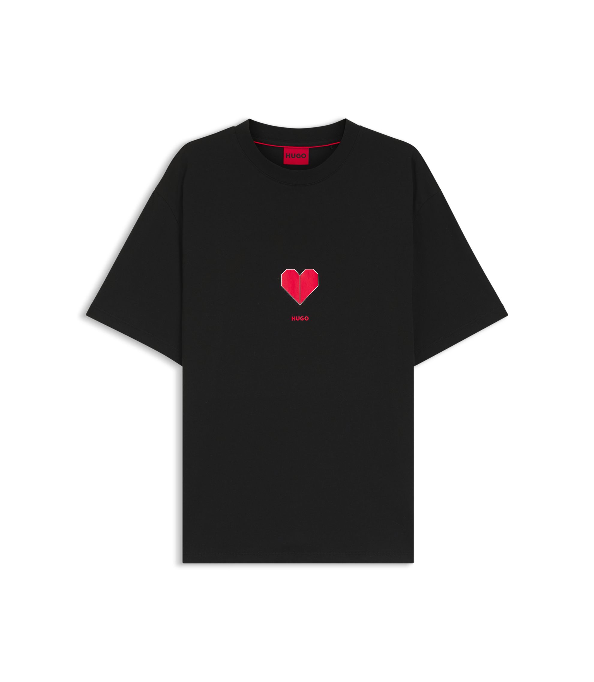 HUGO - All-gender Cotton-jersey T-shirt with origami-heart prints