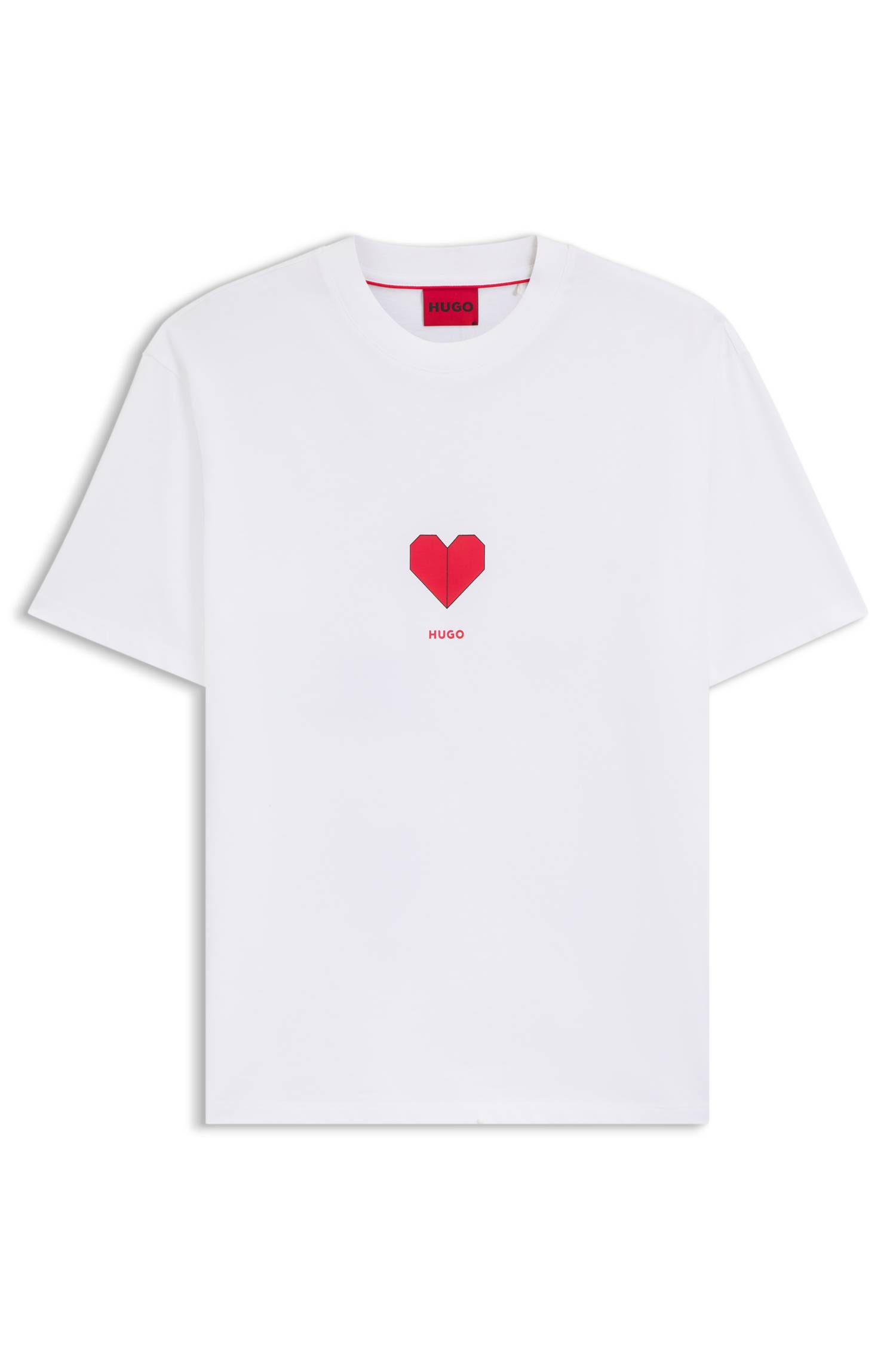 Hugo All-gender Cotton-jersey T-shirt with origami-heart prints dam – bild 4