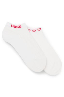 Two-pack of ankle-length socks with logos, White