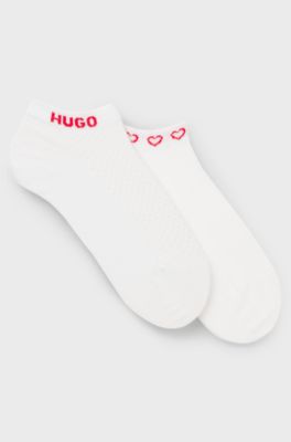 Two-pack of ankle-length socks with logos, White