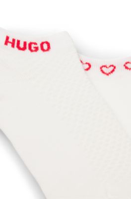 Two-pack of ankle-length socks with logos, White
