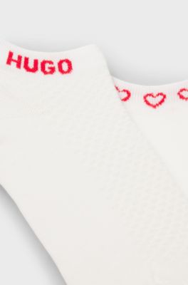 Two-pack of ankle-length socks with logos, White