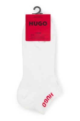 Two-pack of ankle-length socks with logos, White