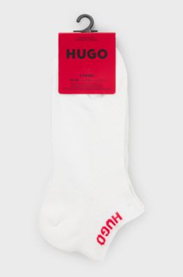 Two-pack of ankle-length socks with logos, White