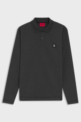 Poloshirt aus Baumwoll-Mix mit Stack-Logo, Dunkelgrau
