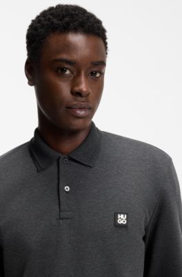 Poloshirt aus Baumwoll-Mix mit Stack-Logo, Dunkelgrau