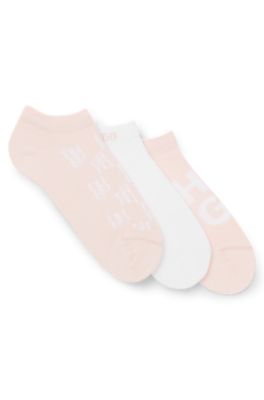 Three-pack of ankle-length socks with logo details, Patterned