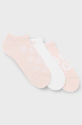 Dreierpack kn&ouml;chellange Socken mit Logo-Details, Gemustert